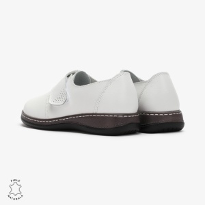 Mocasini dama din Piele naturală LF0017 Alb - Img 3