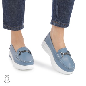Mocasini DAMA din PIELE Naturala LF0941 CULOARE: Albastru - Img 2