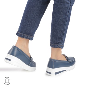 Mocasini DAMA din PIELE Naturala LF0941 CULOARE: NAVY - Img 3