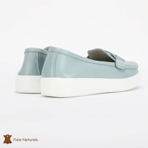 Mocasini Dama Piele Naturala cu talpa plata LF0206 ALBASTRU - Img 3