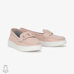 Mocasini Dama Piele Naturala cu talpa plata LF0206 ROZ
