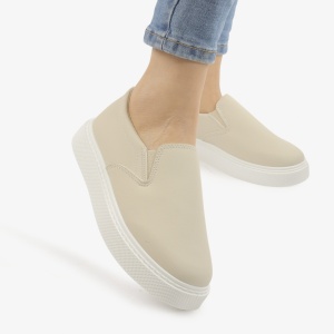 MOCASINI din PIELE ECOLOGICA LF0965 CULOARE: BEJ