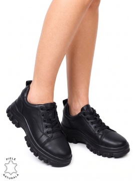 Pantofi casual confortabili din piele naturală LF1818 Negru