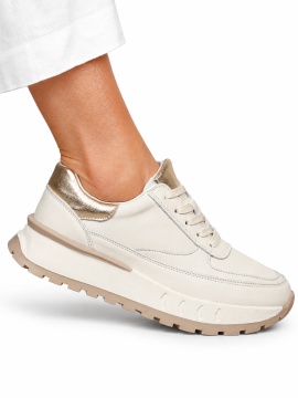 Pantofi Casual DAMA din PIELE Naturala cu model pe talpa LF1524 BEJ - Img 2