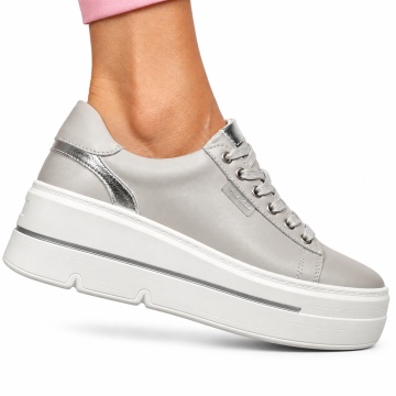 Pantofi CASUAL dama din piele naturala CU SIRET LF1453 GRI