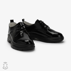 Pantofi casual dama din Piele naturală lacuiti LF0110 NEGRU - Img 2