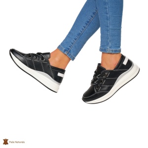 Pantofi Casual dama din Piele naturala LF0049 Negri