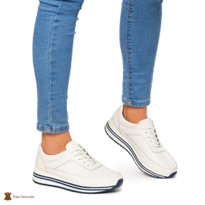 Pantofi Casual dama din Piele naturala LF00809 ALB - Img 2