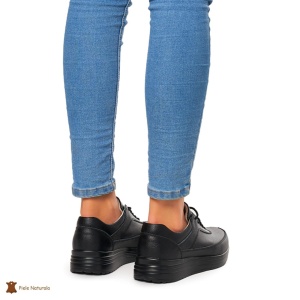 Pantofi Casual dama din Piele naturala LF00809 NEGRU - Img 4