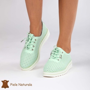 Pantofi casual dama din Piele naturală LF0113 VERDE - Img 2