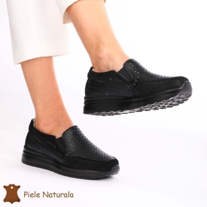 Pantofi Casual dama din Piele naturala LF0860 NEGRU
