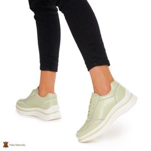 Pantofi casual dama din Piele naturală LF1325 VERDE - Img 3