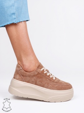 Pantofi casual damă din piele naturală, model sport LF1822 KHAKI - Img 2