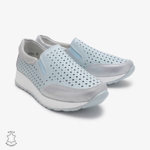 Pantofi Casual dama din Piele Naturala Perforati LF0711 ALBASTRU