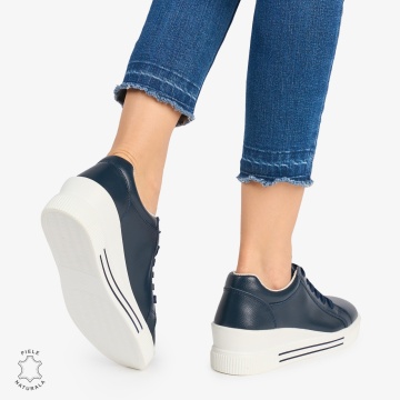 Pantofi casual dama piele naturala cu talpa inalta LF0871 BLEUMARIN - Img 3