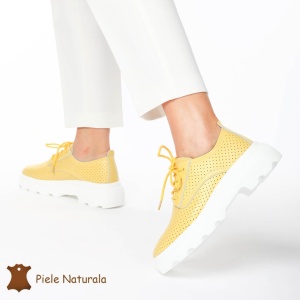 Pantofi Casual Dama Piele naturală LF0207 GALBEN