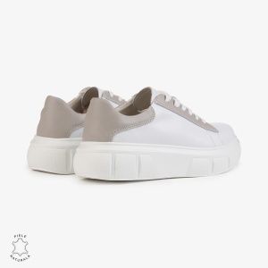 Pantofi Casual Dama Piele Naturala LF1000 Alb cu Gri - Img 4