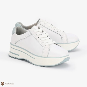 Pantofi Casual de dama din Piele naturala cu talpa groasa LF0493 ALB
