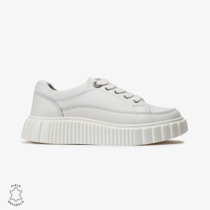 Pantofi Casual de dama din Piele naturala cu talpa groasa LF0526 Alb