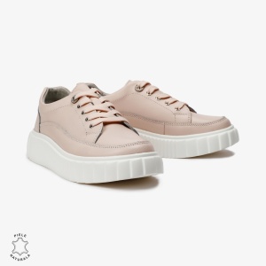 Pantofi Casual de dama din Piele naturala cu talpa groasa LF0526 Roz - Img 3
