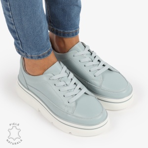 Pantofi Casual de dama din Piele naturala cu talpa groasa LF1319 ALBASTRU
