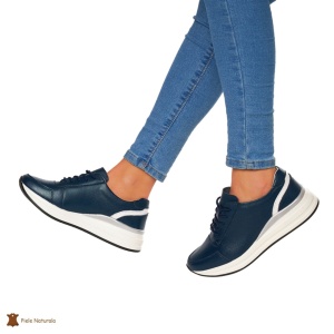 Pantofi casual de dama din piele naturala cu talpa plata LF0019
