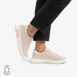 PANTOFI CASUAL DE DAMA DIN PIELE NATURALA LF0770 ROZ - Img 4