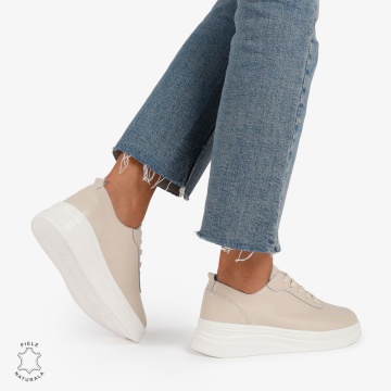 Pantofi Casual de dama din Piele Naturala LF1206 BEJ - Img 3