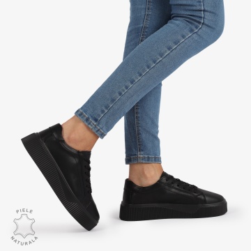 Pantofi Casual de dama din Piele Naturala LF1222 NEGRU - Img 3