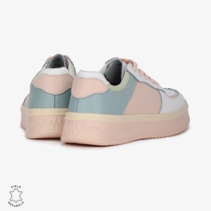 Pantofi Casual de dama din Piele naturala Multicolor cu design special LF0519 ALB CU ROZ - Img 3