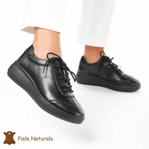 Pantofi casual elegante de dama din piele naturala LF0221 NEGRU