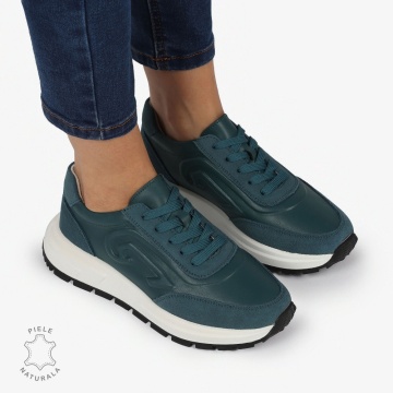 Pantofi casual piele naturala CU MODEL LATERAL LF1304 VERDE