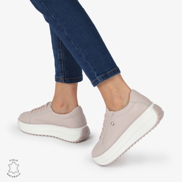 Pantofi CASUAL PIELE NATURALA cu talpa inalta LF1275 Mov - Img 3