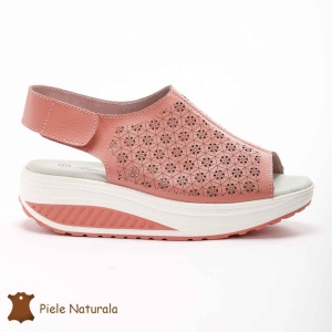Pantofi Perforati dama din Piele Naturala cu talpa inalta LF0187 ROZ - Img 3
