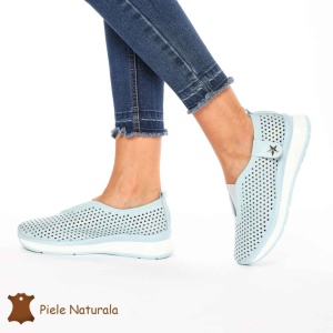 Pantofi Perforati Dama Piele naturală LF0098 ALBASTRU