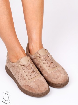 Pantofi sport casual damă din piele naturală întoarsă LF1809 Khaki