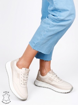 Pantofi sport damă din piele naturală cu design minimalist LF1813 Bej