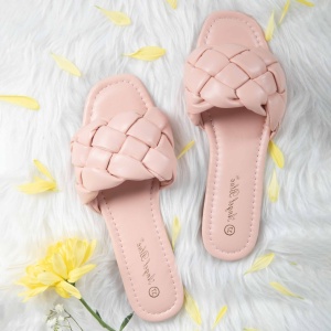 Papuci dama din Piele Ecologica roz LF0151
