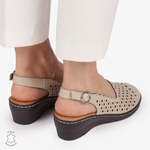 Sandale DAMA DIN PIELE NATURALA SI STIL AJURAT LF1408 BEJ - Img 3