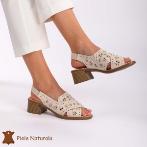 SANDALE Dama Piele Naturala CU barete incrucisate LF1441 Culoare: BEJ