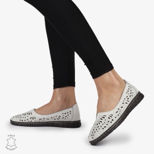 BALERINI dama din Piele naturala PERFORATA SLIP-ON LF1363 ALB - Img 3