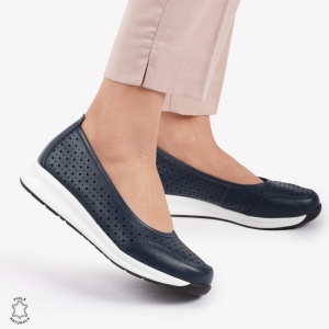 Balerini dama din Piele Naturala Slip-On LF0721 BLEUMARIN