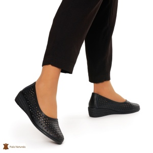 Balerini Dama Piele Naturala Slip-on LF0075 NEGRU