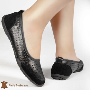 Balerini Negri din Piele Naturala cu talpa flexibila LF0168 - Img 3