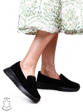 Mocasini damă din piele naturală cu design modern LF1815 Negru