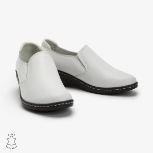 Mocasini Dama din Piele naturală LF0118 Alb