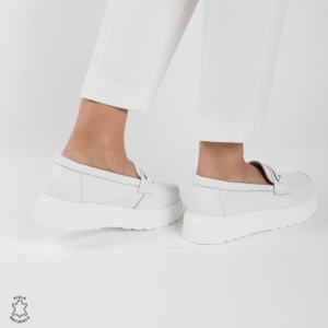 Mocasini dama din piele naturala LF0787 ALB - Img 4