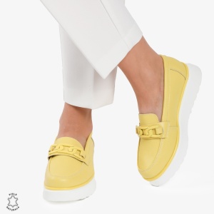 Mocasini dama din piele naturala LF0787 GALBEN - Img 2