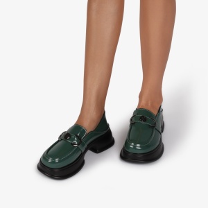 Mocasini dama din Piele Naturala lucioasa LF0843 VERDE INCHIS - Img 2