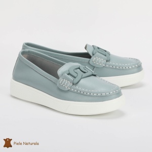 Mocasini Dama Piele Naturala cu talpa plata LF0206 ALBASTRU